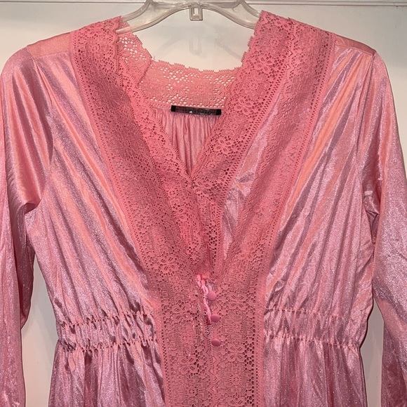 Vintage Royal Boudoir Aristocraft pink satin lace nightgown & robe